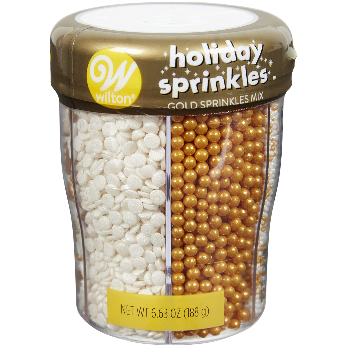 Wilton Sprinkle Mix, Gold/White, 6 Cell, Non Toxic