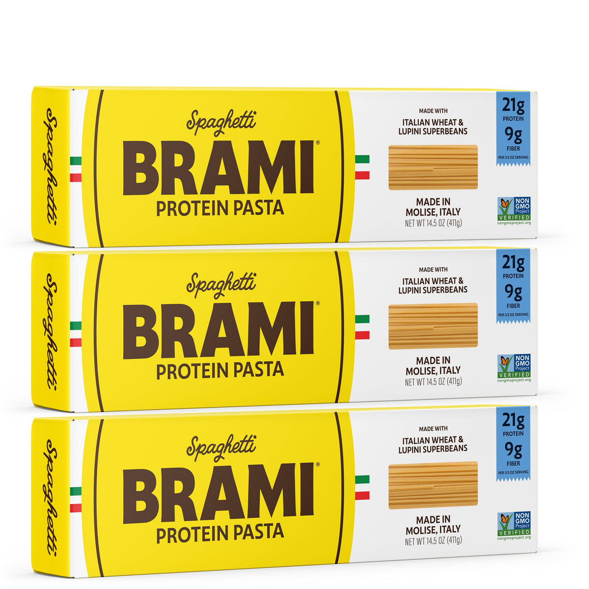 Brami Italian Protein Pasta, Spaghetti | Low Carb | High Fiber | High Protein | Non-GMO | Keto | Made in Italy | Dry Pasta | Semolina | Fortified