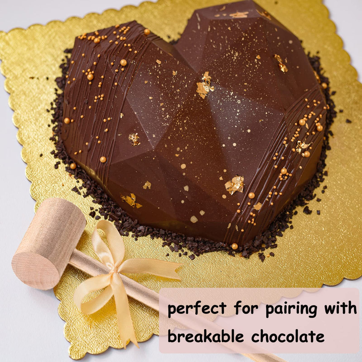 CJFocus 16 Pack Mini Wooden Hammer for Chocolate Breakable Heart