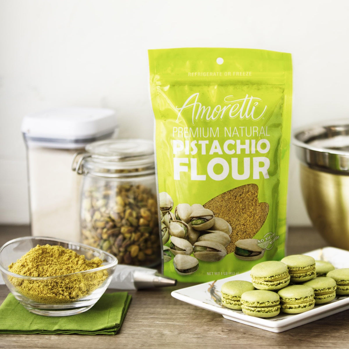 Amoretti Premium Natural Pistachio Flour, 1 Pound