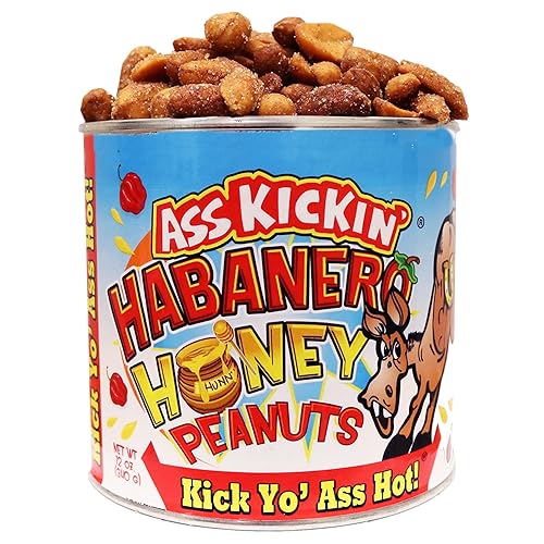 ASS KICKIN’ Habanero Honey Spicy Hot Peanuts - 12oz - Ultimate Spicy Gourmet Gift Peanuts - Try if you dare!