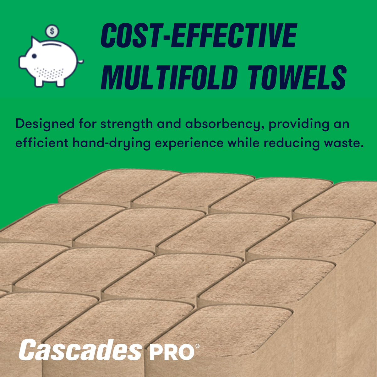 Cascades PRO Select Multifold Paper Towels Bulk- Universal Fit for Dispensers - Commercial Bathroom Kitchen Towel - 250 Sheets/pack, 16 Packs/Box