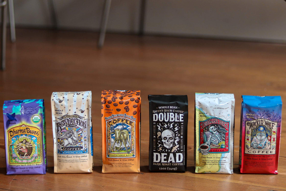 Raven's Brew Coffee Full Bodied Coffee Full City Roast Whole Bean - Resurrection Blend 12oz