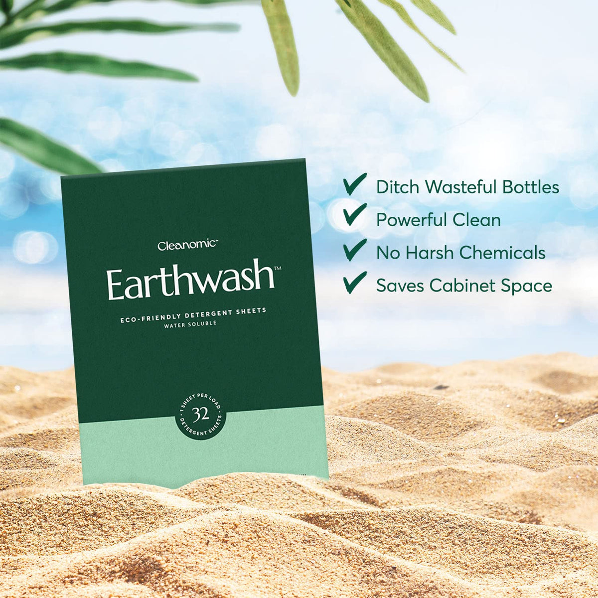 Earthwash Laundry Detergent Sheets (Up To 320 Loads) 160 Scent Free Sustainable Sanitizer Strips - Ideal for Travel & Home Liquidless Laundry by