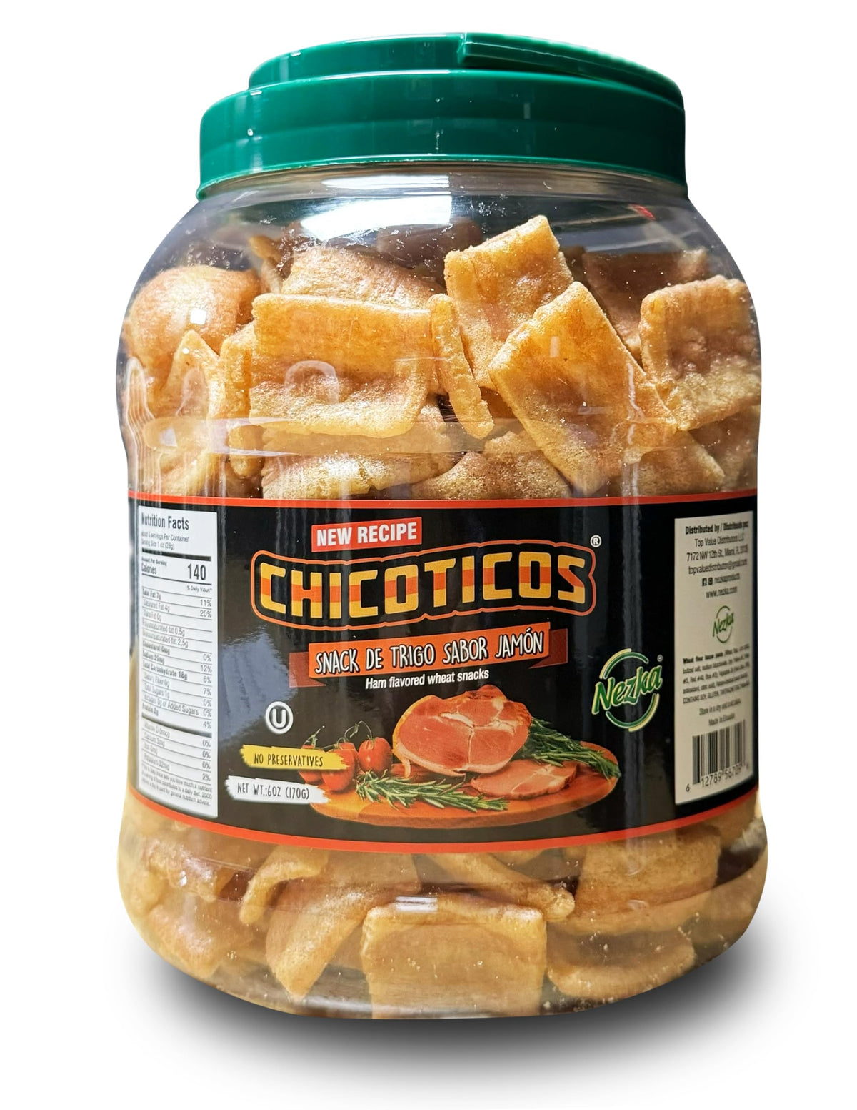 Chicoticos Nezka Jamón - Cuban Delicious Ham Flavored Crunchy Snacks - 6 Oz