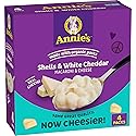 Annie's Shells and White Cheddar, Made with Organic Pasta and Real Cheese, 4 Ct, 24 oz