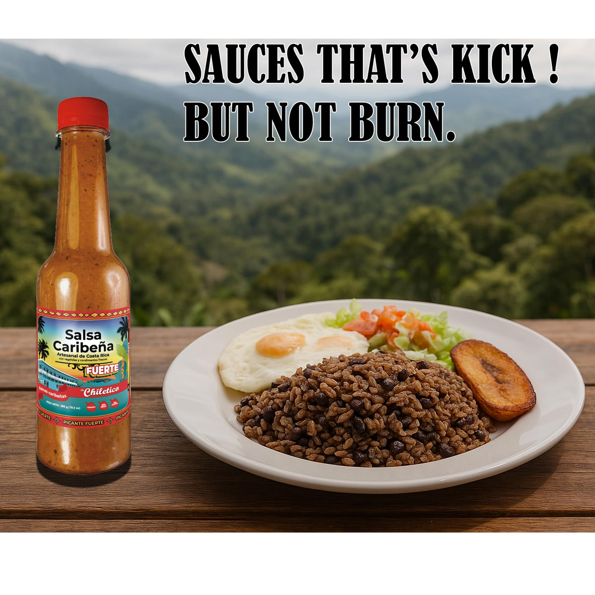 Chiletico Caribbean & Pacific Artisan Hot Sauce Combo - (2 Caribeña Hot + 2 Porteña) - Authentic Costa Rican Flavors - 4.9 oz Bottles - Total Net