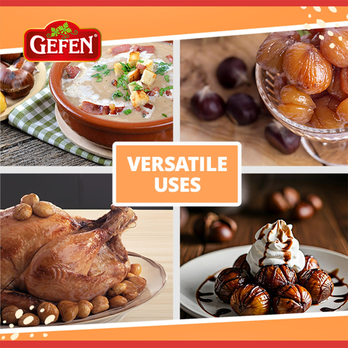 Gefen Organic Whole Peeled and Roasted Chestnuts, 3oz (3 Pack) | Chestnuts Peeled and Ready to Eat | Great for Cooking & Baking | Gluten Free | Kosher