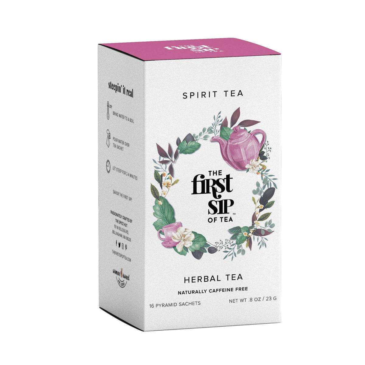 Spirit Tea, Herbal Tea Bags, Chamomile, Lavender, Rose, Cloves, Caffeine-Free, Calming Stress Relief & Health Support Evening Tea - 16 Cups | The