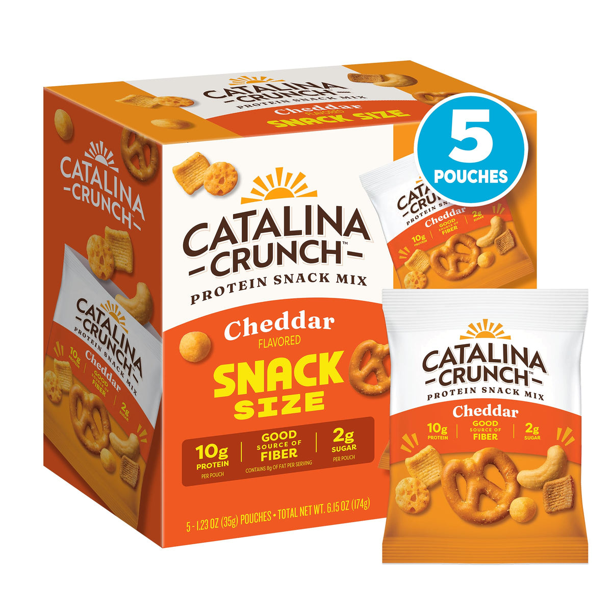 Catalina Crunch Protein Snack Mix with Cheese Crisps - 10g Protein, 2g Sugar per Snack Size Pouch - Good Source of Fiber - Gluten Free - Cheddar