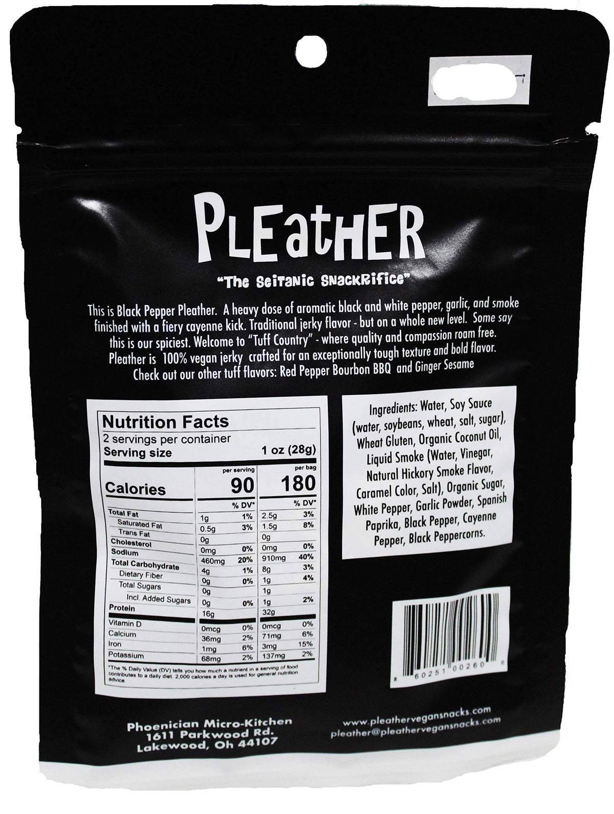 Black Pepper Vegan Jerky - Bold, Traditional Extra Tough Texture - Hand Made