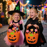 ShellKingdom Halloween Basket, Trick or Treat Basket, Cute Pumpkin Candy Bucket, Halloween Decorations Gift Baskets for Boys Girls