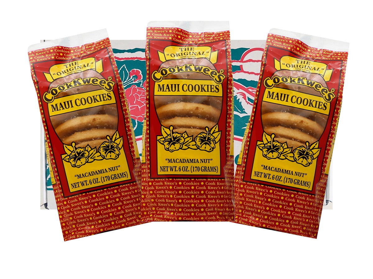 The Original Maui CookKwees Hawaii Cookies 3 Pack- 6 oz. Each (Macadamia Nut 3pk.)