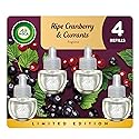 Air Wick Plug In Scented Oil Refill, Infused with Essential Oils, Plug In Air Fresheners for Home, Ripe Cranberry & Currants, 4 ct