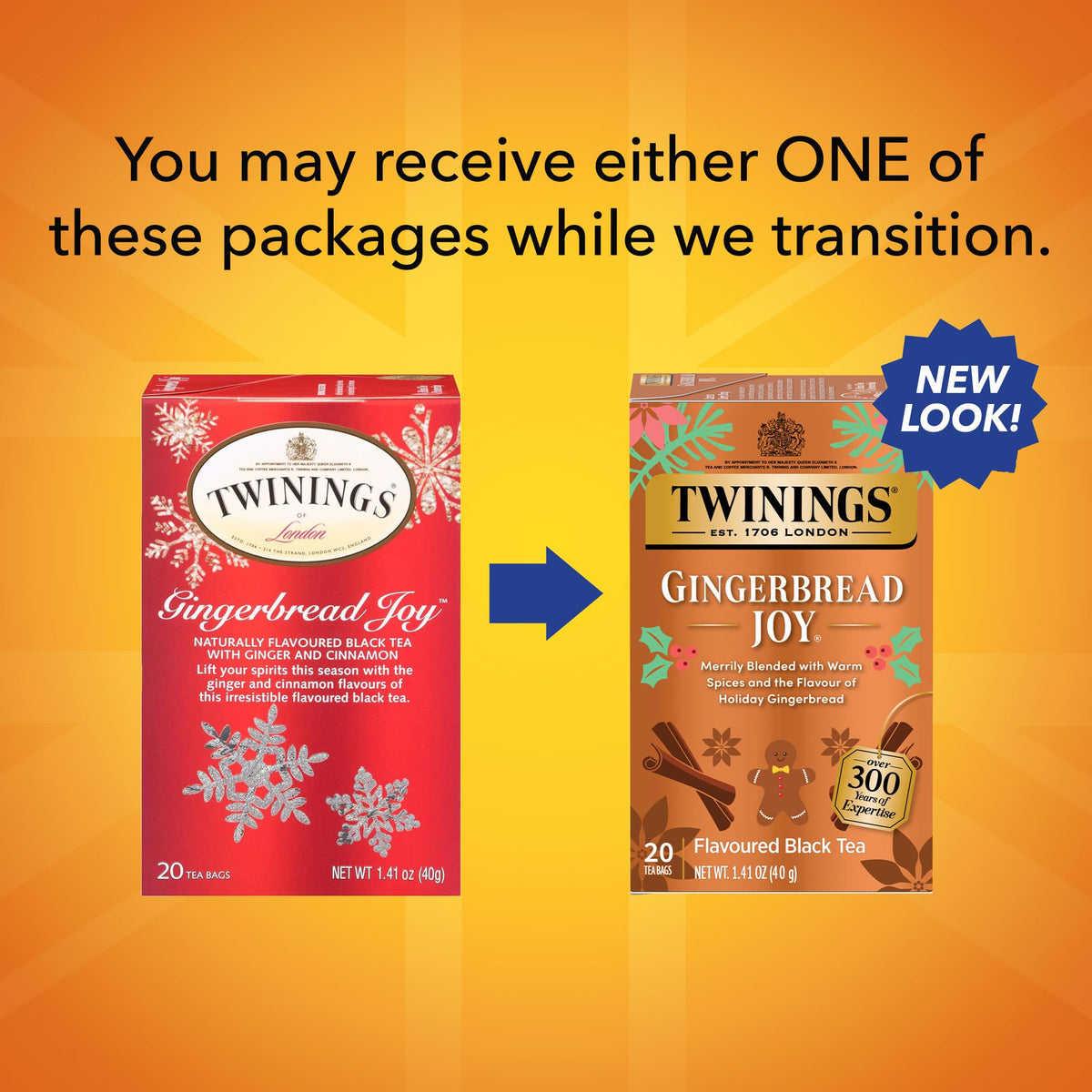 Twining Tea Gingerbread Joy Black Tea, 20 Counts, Caffeinated, Kosher, 20 Bags (Pack Of 6)