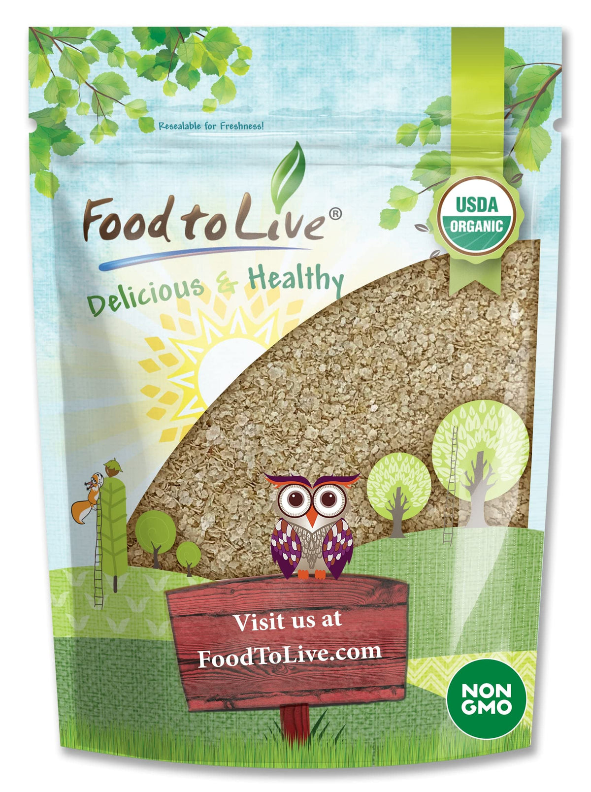 Food to Live Organic Amaranth Flakes, 8 Ounces - Non-GMO Pressed Amaranth Seeds, Vegan, Kosher, Bulk, High in Dietary Fiber, Protein, and Selenium