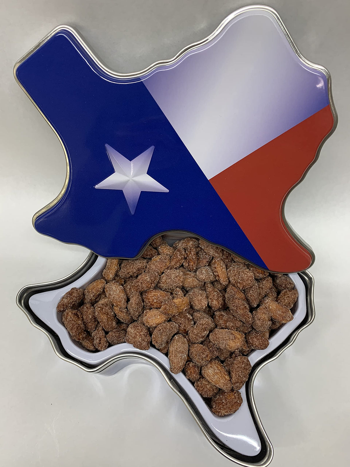 Cinnamon Roasted Almonds in a Texas Shaped Gift Tin