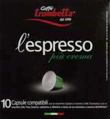 Trombetta 10 Capsules “Piu Crema“ Dark Roast Instant Espresso Coffee - Compatible Nespresso Espresso Coffee Pods