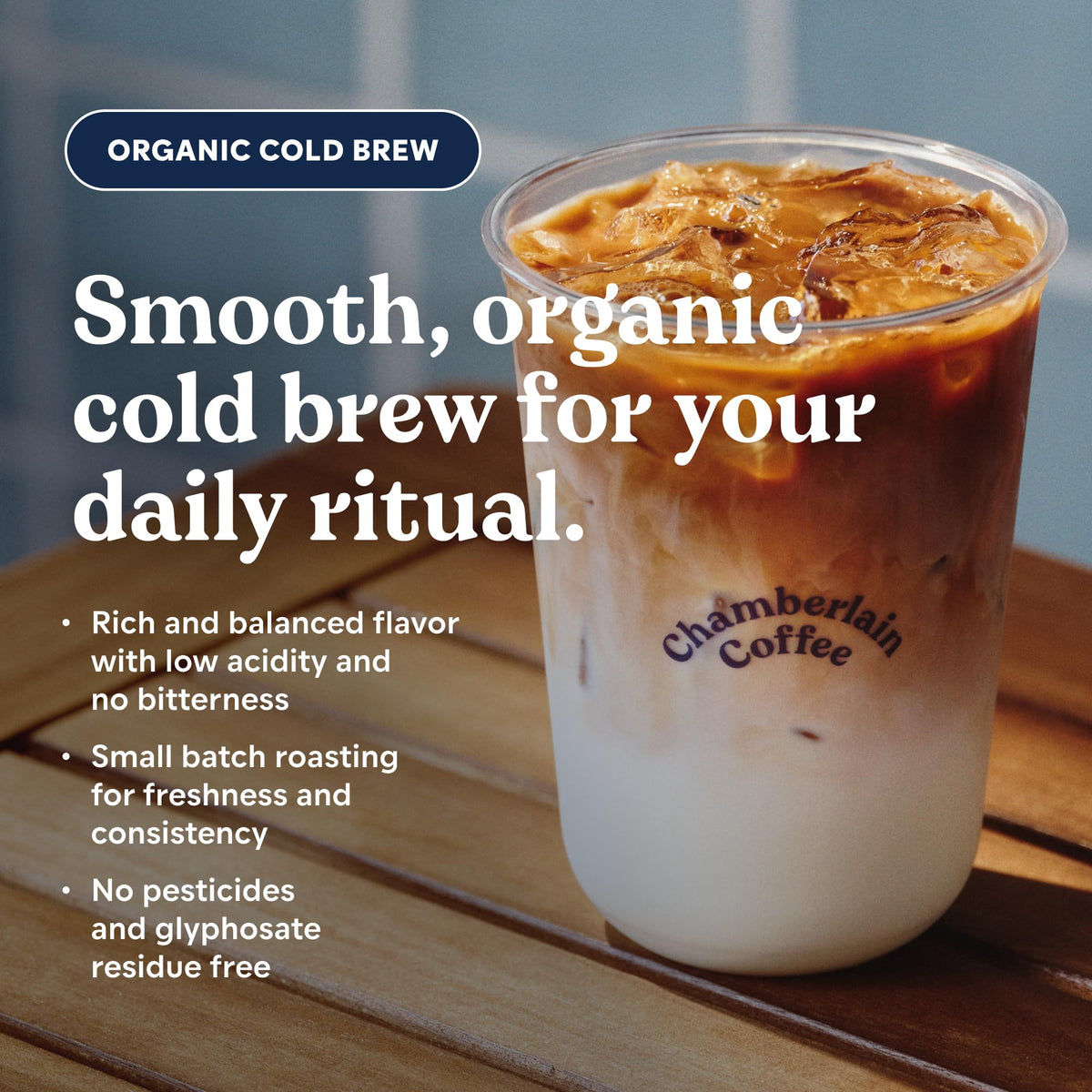 Chamberlain Coffee Organic Vanilla Cold Brew Large Coffee Bags Medium Roast - Premeasured, Ready to Brew - Makes 4 Cups/Bag - Perfect for Iced Coffee