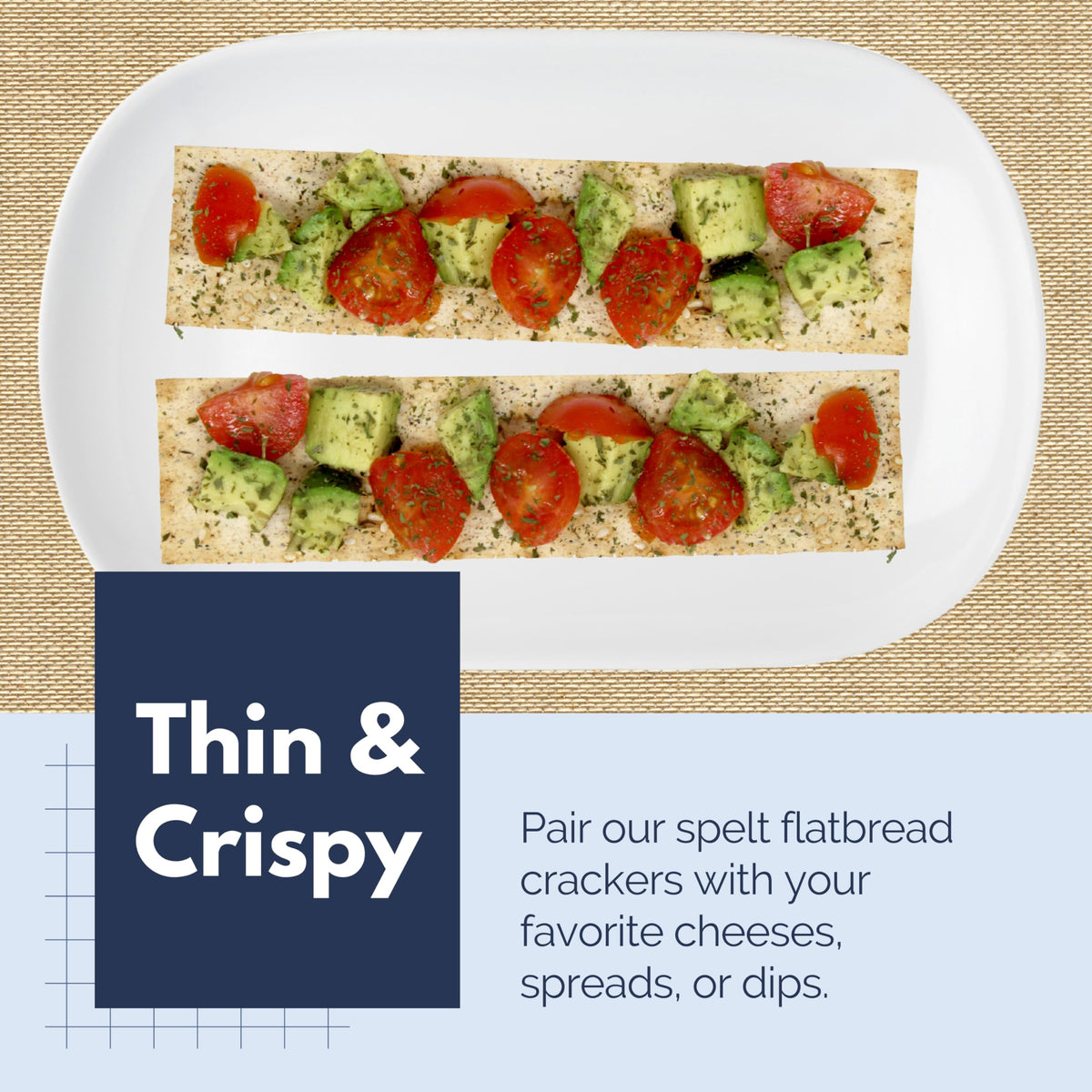 Snacktery Spelt Everything Flatbread Crackers - All Natural Spelt Crackers in 8 Stay-Fresh Packs - Thin & Crispy Whole Grain Crackers for Cheese