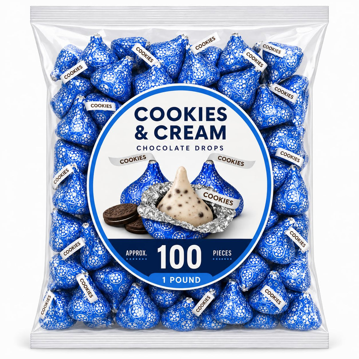 Cookies and Creme Chocolate Candy Pieces Bulk Bag - 1 lb (Approx. 90 pieces)