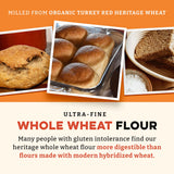 Sunrise Flour Mill Heritage Organic Whole Wheat Flour - 5 lbs | Milled from red hard wheat within 10 Days | Easier to Digest with Less Bloating | No