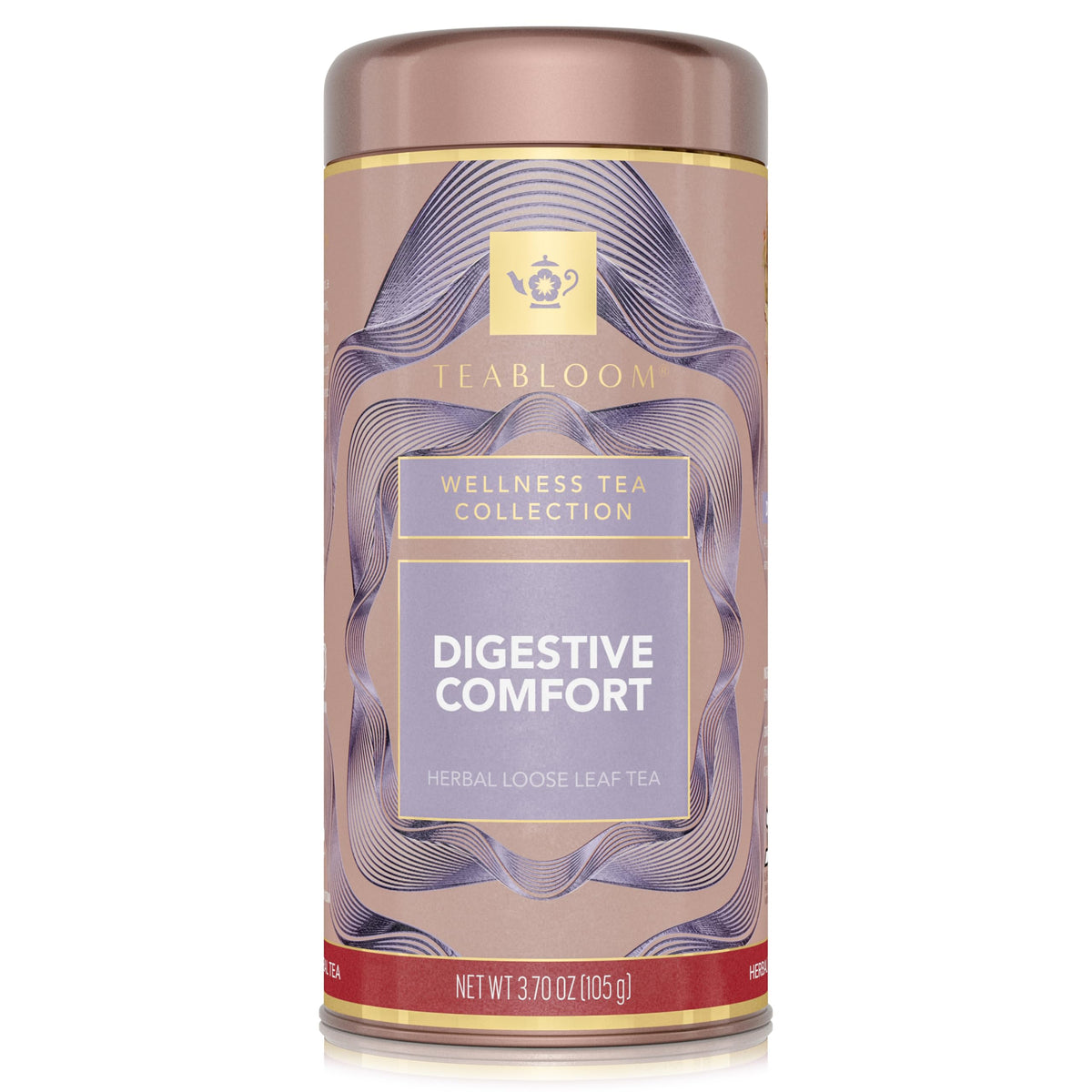 Teabloom Digestive Comfort Loose Leaf Herbal Tea with Chamomile, Fennel & Ginger | Caffeine-Free Soothing Botanical Blend | Canister Makes 35-50 Cups