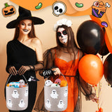 Locmeo 2 Pcs Halloween Boo Basket Halloween Trick or Treat Bag Cute Goodie Candy Basket with 2 Boo Pennant Flags Candy Gift Buckets for Party