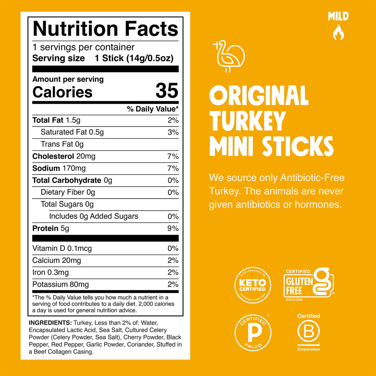 Chomps Snack Size Original Turkey Jerky Meat Sticks, ABF Turkey, Keto, Paleo, Whole30 Approved, Low Carb, High Protein, Gluten Free, Sugar Free, 35