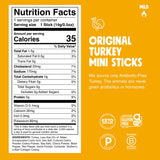 Chomps Snack Size Original Turkey Jerky Meat Sticks, ABF Turkey, Keto, Paleo, Whole30 Approved, Low Carb, High Protein, Gluten Free, Sugar Free, 35