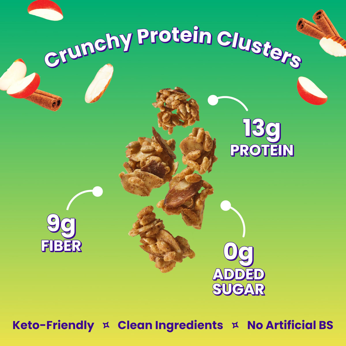 Magic Spoon High Protein Granola Low Sugar - 3 Pack, Apple Cinnamon - Low Carb Sugar Free Protein Snacks & Breakfast Food - Grain & Gluten Free