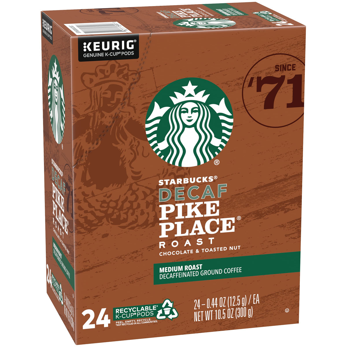 Starbucks Decaf Coffee K-Cup Pods, Pike Place, 24 CT (Pack of 2)
