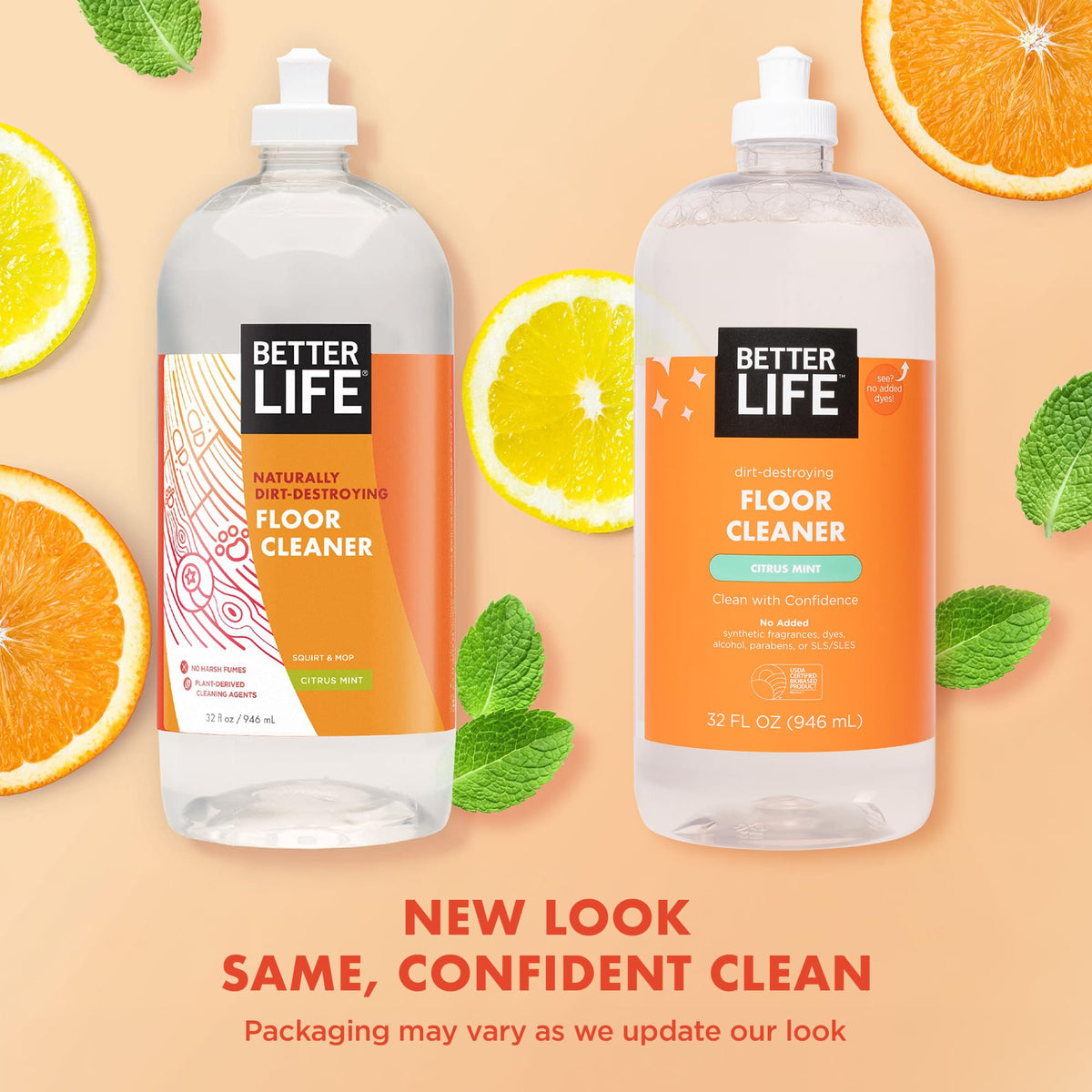 Better Life Floor Cleaner - Liquid Multipurpose Cleaner for Wood, Tile, Laminate, Vinyl, Bamboo - Hardwood Floor Cleaner for Mopping - Citrus Mint, 32