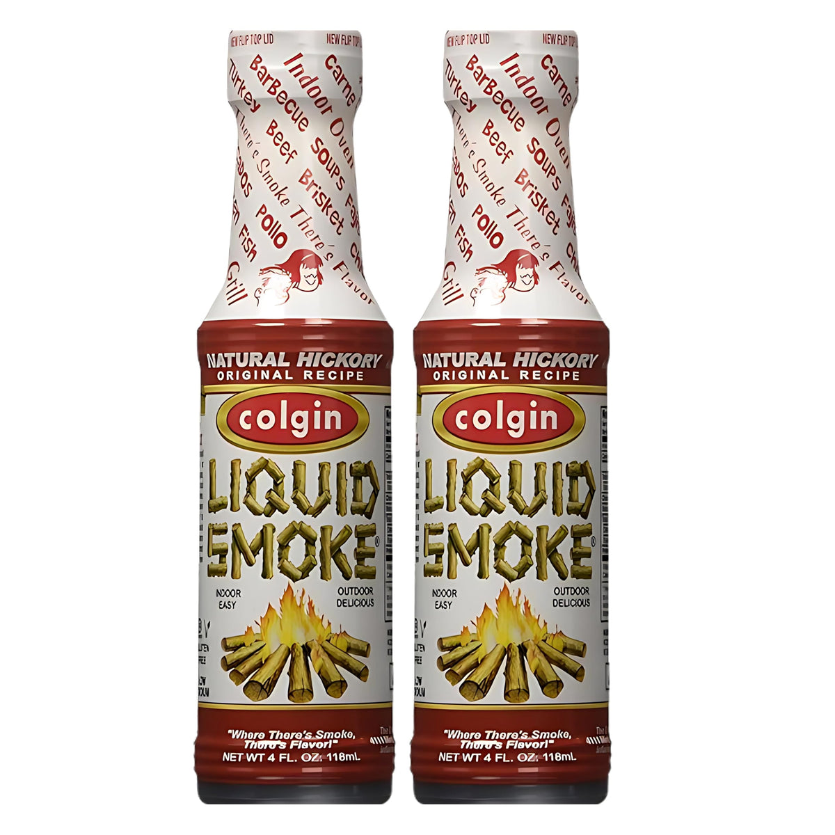 Colgin Authentic Hickory Liquid Smoke 4 oz for Home Cooks & BBQ Enthusiasts - Liquid Smoke for Cooking - Rich, Sweet Smoky Flavor for Meats, Sauces