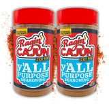 Ragin' Cajun y'ALL PURPOSE Seasoning - 8 oz Shaker - Pack of 2, Low Sodium, No MSG - Mild Louisiana Cajun Spice for Meats, Seafood & Veggies