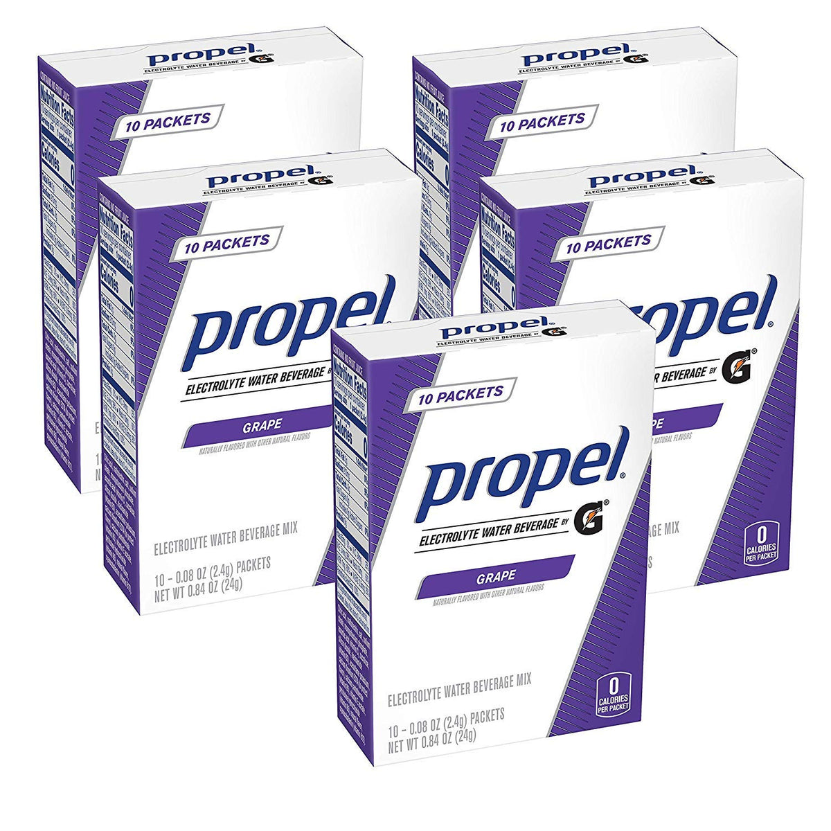Propel Powder Packets Grape with Electrolytes Vitamins and No Sugar, 50 Count, 10 Count (Pack of 5)