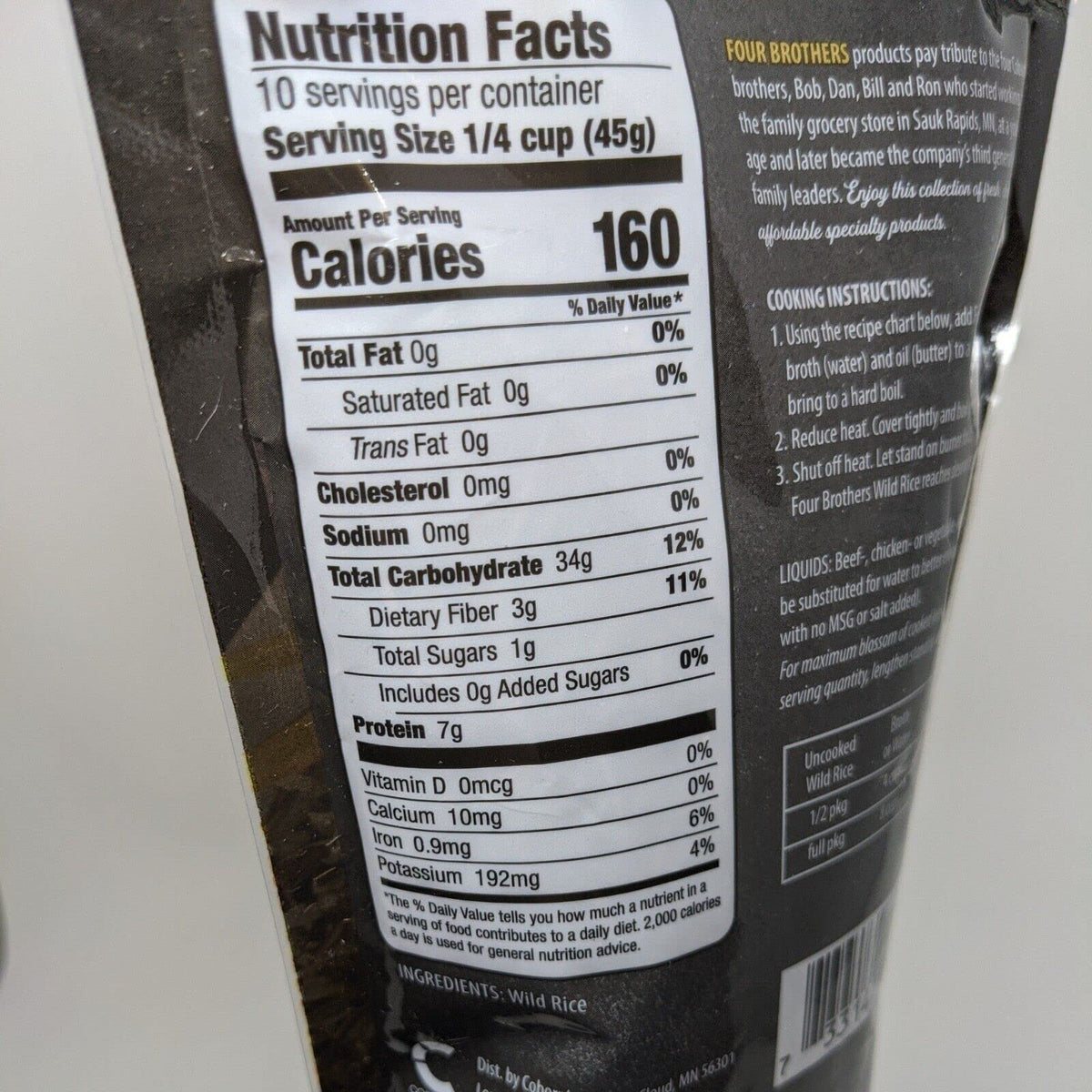 Minnesota Grown Wild Rice by Four Brothers 1lb Cultivated Premium Raw Gluten-Free Cholesterol-Free 1 Pound Traditionally Bat-Roasted Package Rice