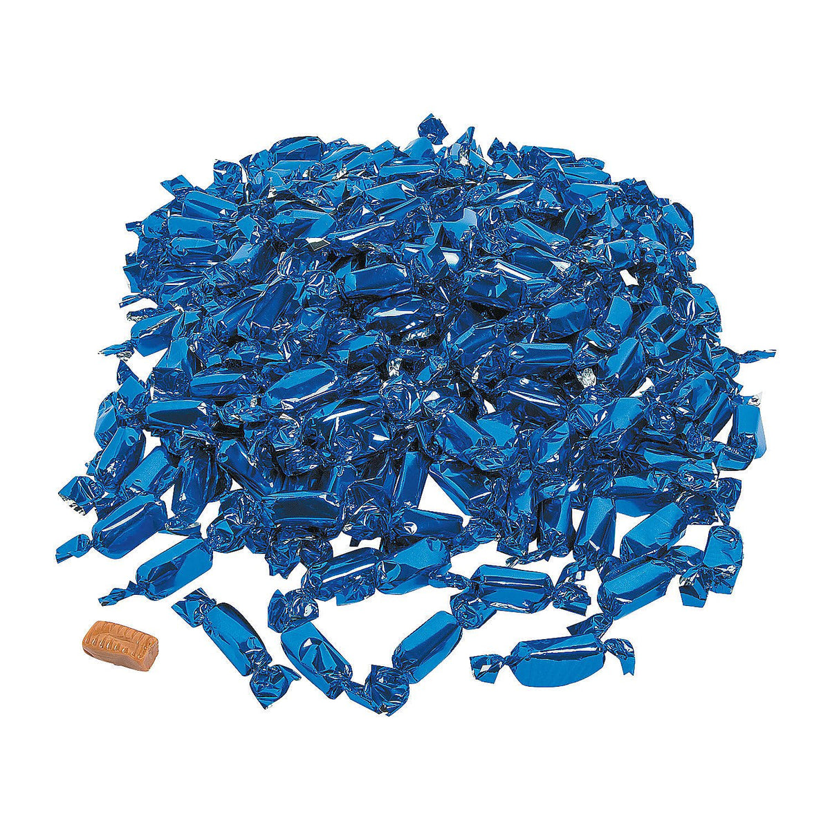 Fun Express Navy Blue Wrapped Caramel Candy Individually Wrapped 2lb Bulk Bag - Soft Chewy Caramels for Wedding Candy Favors, Baby Shower Candy Boy