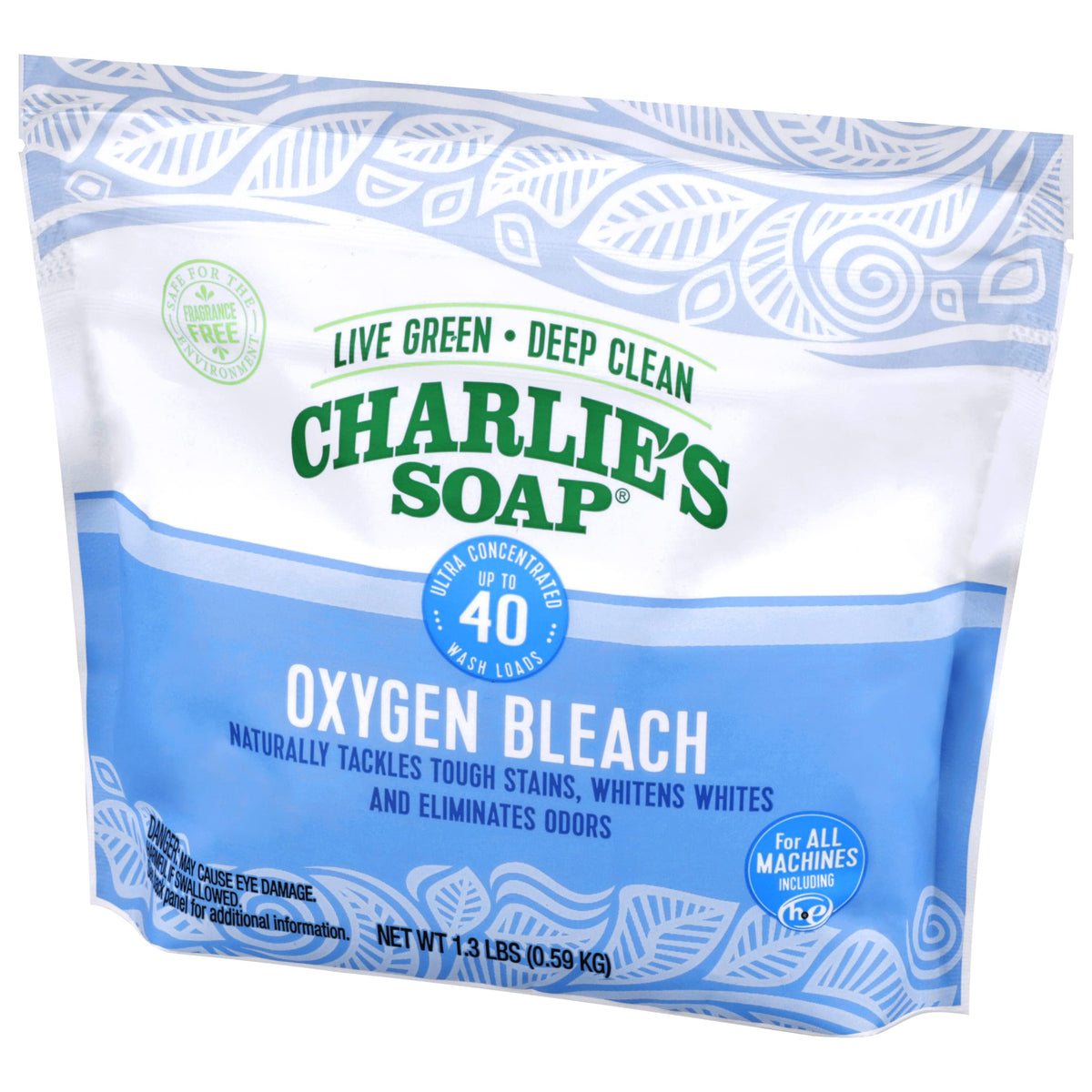 Charlie's Soap Oxygen Powered Bleach Powder, Color Bleach For Clothes, Safe Bleach for White Clothes, An Unscented Fragrance Free Non Chlorine Bleach