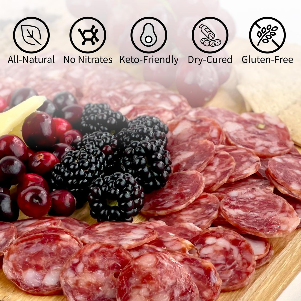 Angel's Salumi & Truffles Italian Toscano Salami - 5.5oz Gourmet Artisanal Charcuterie - Humanely Raised, Vegetarian Fed, Antibiotic, Hormone, MSG