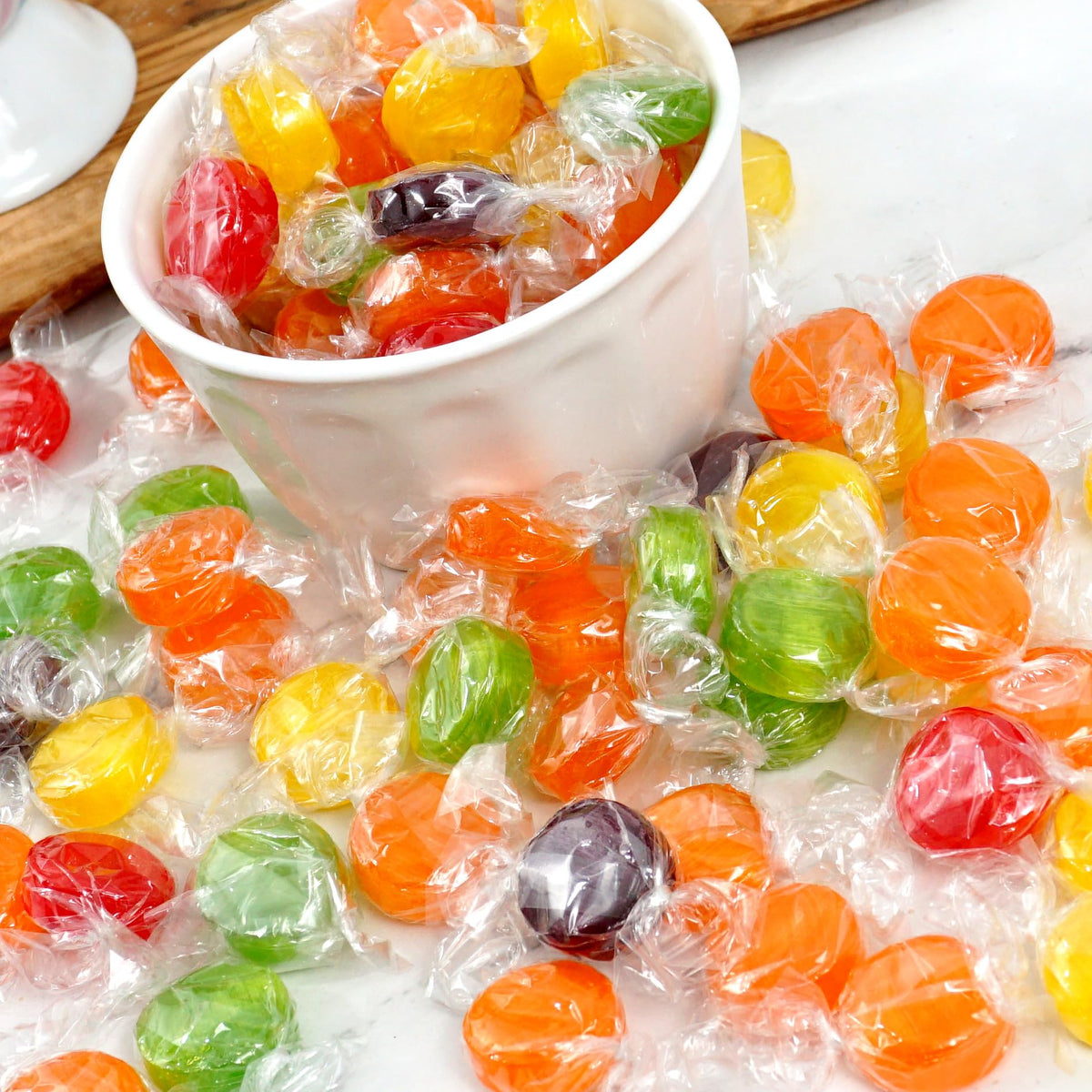 Assorted Fruit Hard Candy, 3 Pound Bulk Candy (Approx. 150 pcs.), Individually Wrapped Hard Candy, Fruit Discs Candy, The Hampton Popcorn & Candy