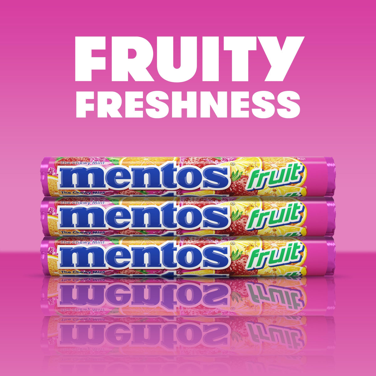 Mentos Chewy Mint Candy Roll, Fruit, 14 Pieces Per Roll (Pack of 1)