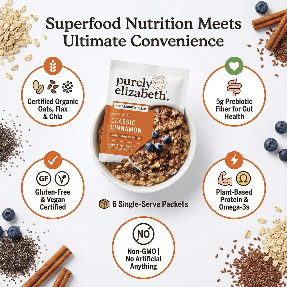 Superfood Vegan Oatmeal Classic Cinnamon - 9.12 Oz - Pack of 2 - Cereal Oatmeal for Breakfast - Oatmeal Instant Protein Cereal - Ebt Eligible Food