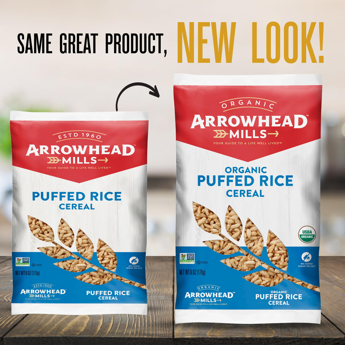 Arrowhead Mills Puffed Rice Cereal, 6 oz Bag (Pack of 2)