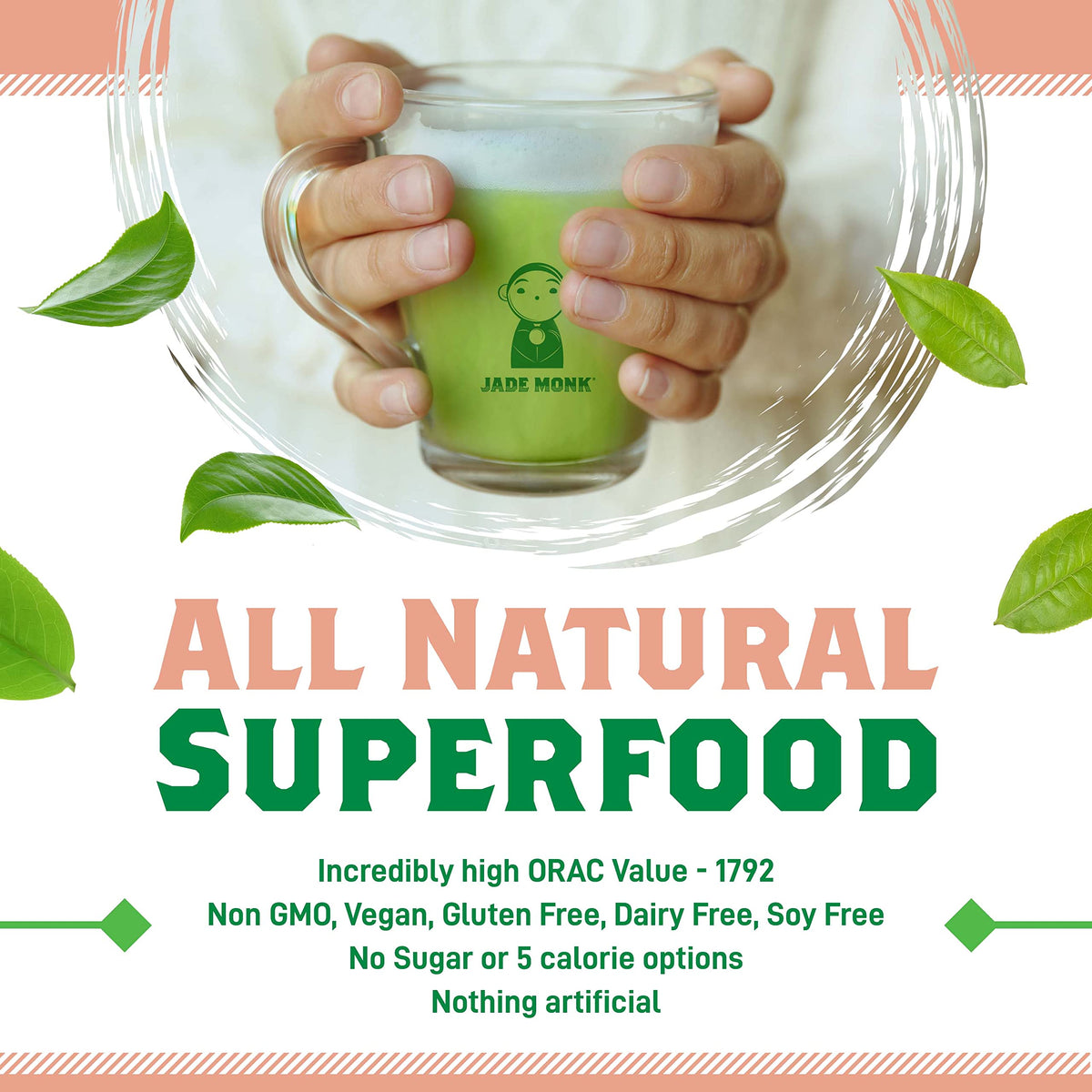 Jade Monk On-The-Go Matcha Green Tea Powder - Enjoy Anytime, Anywhere - All Natural energy, Mixes Instantly - Perfect For A Busy Lifestyle - Palau