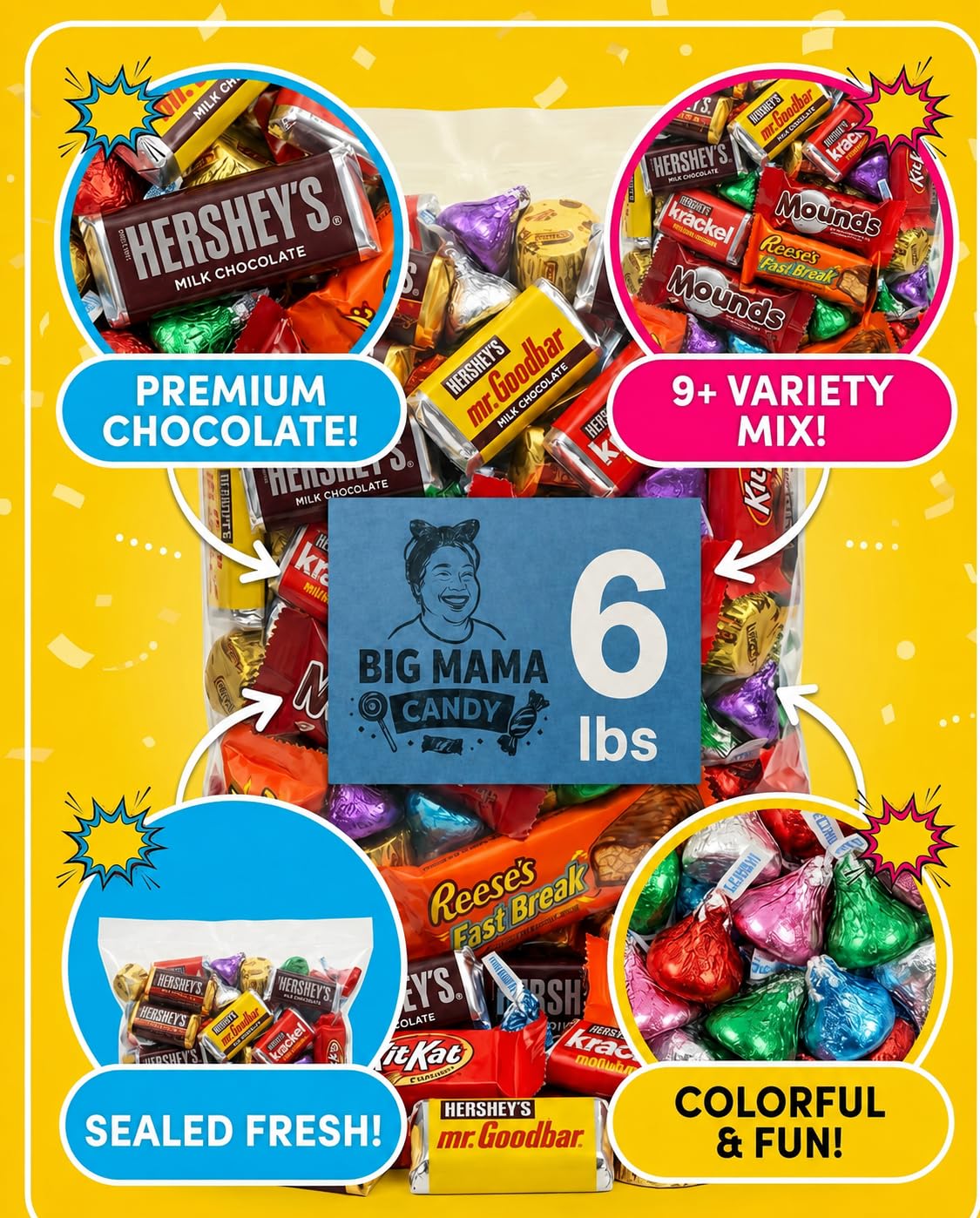 Big Mama Candy Goodie Bag Mix 4 lb Bulk Assorted Wrapped Variety