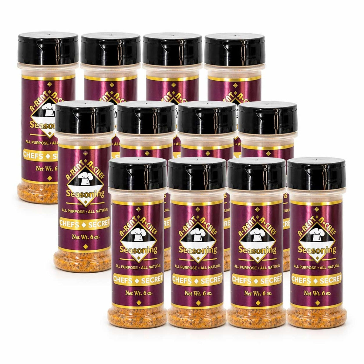 A-Rent-A-Chef All Natural "Chef's Secret" Seasoning 6 oz - Case of 12 - Made in the USA - Proudly Made in Omaha, Nebraska