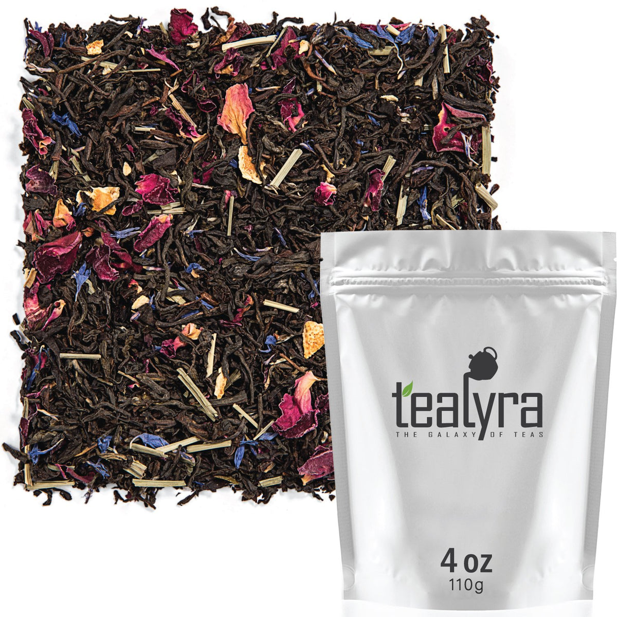 Tealyra - Milady Grey - Delightful Black Loose Leaf Tea - Rose Petals and Lemongrass with Orange - Medium Caffeine - Blend - All Natural - 110g