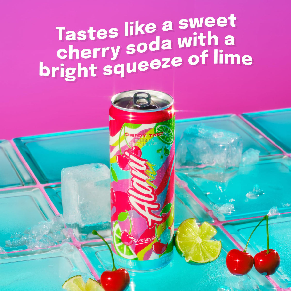 Alani Nu CHERRY TWIST, Sugar Free, Low Calorie Energy Drinks, 200mg Caffeine, Biotin, B Vitamins, Zero Sugar, 15 Calories, 12 Fl Oz Cans, 24 Pack
