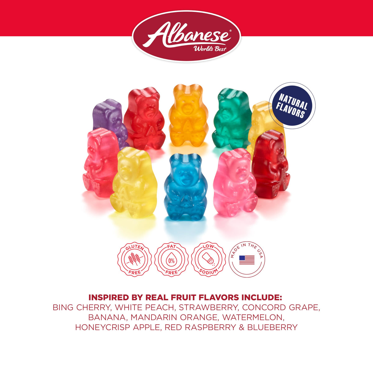 Albanese World's Best True to Fruit™ - American Favorite Fruits Gummies, 18.75oz Bag of Candy